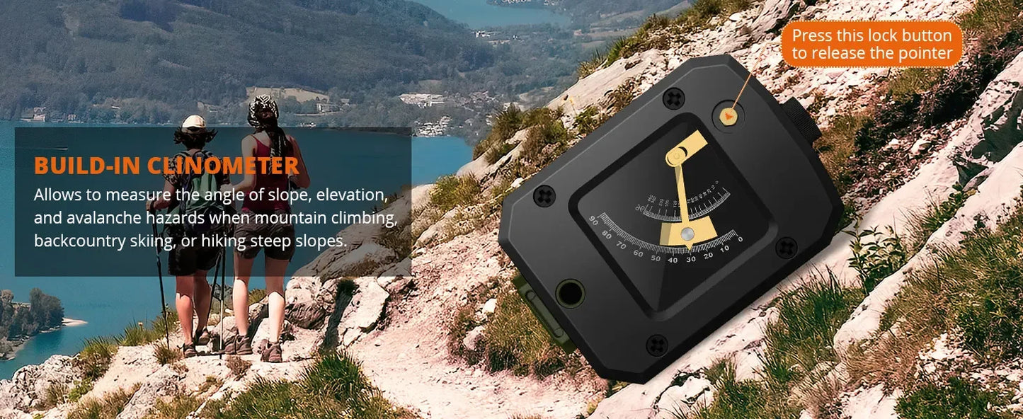 Proster Hiking Compass - Aluminium, Waterproof, Clinometer, Fluorescent Scale, Carry Bag (128 chars)