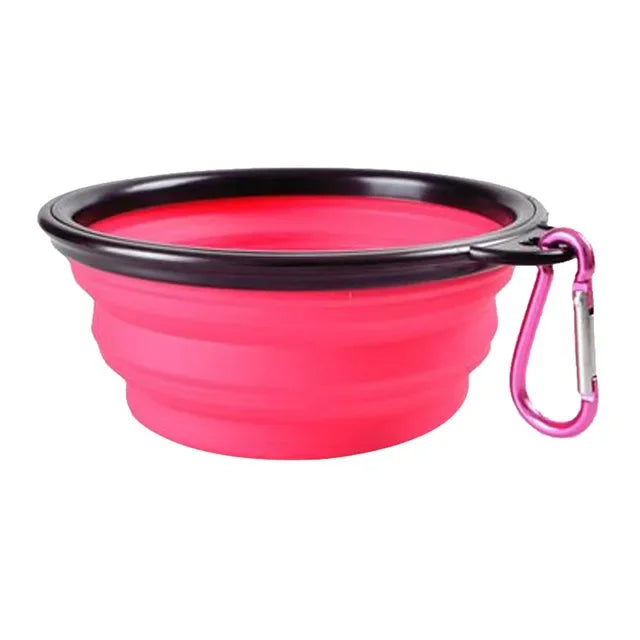 Collapsible Pet Silicone Dog Food Water Bowl Camping Travel Folding ,Carabiner Pet Supplies