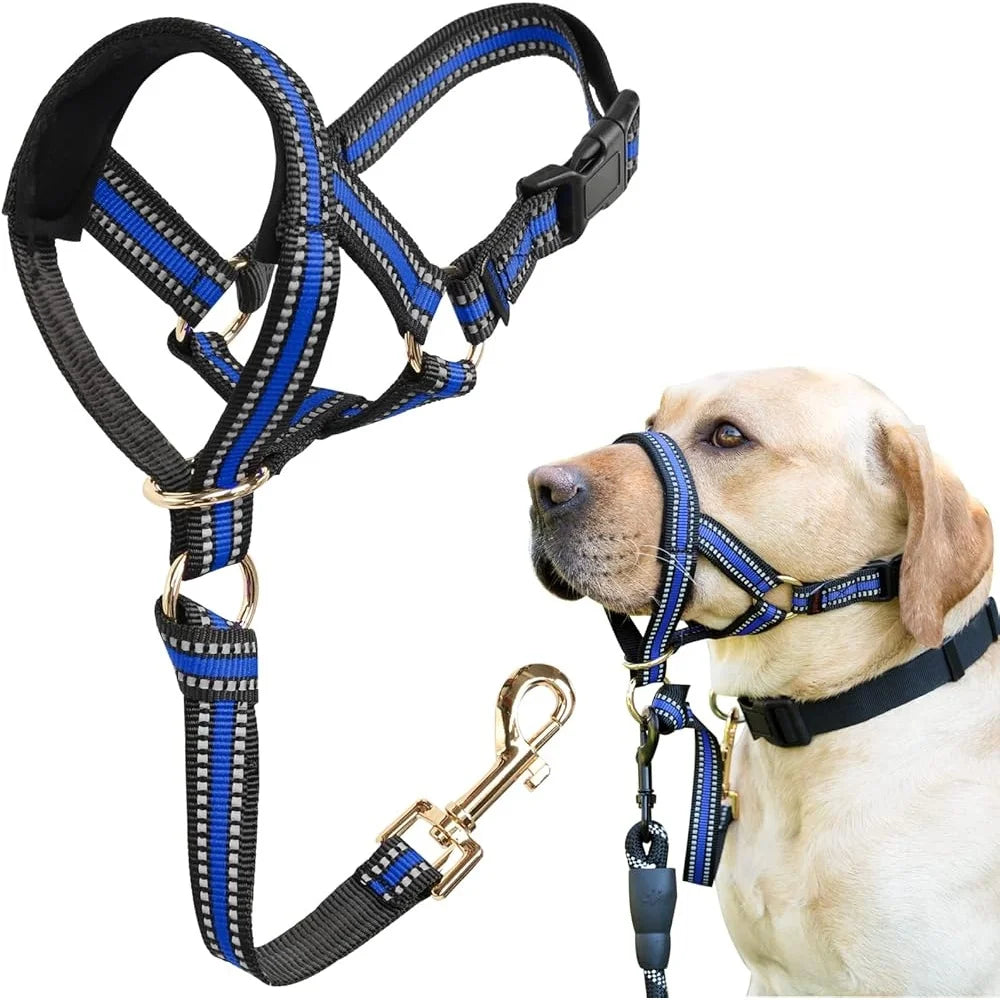 No Pull Dog Head Halter Gentle Face Harness Reflective  Leash Stop Pulling Medium Aggressive Dogs