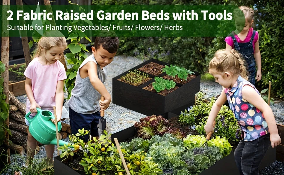 Garden Bed, 128 Gallon 8 Grids Plant Grow Bags, 3x6FT Breathable Planter Raised ,Vegetables Flowers