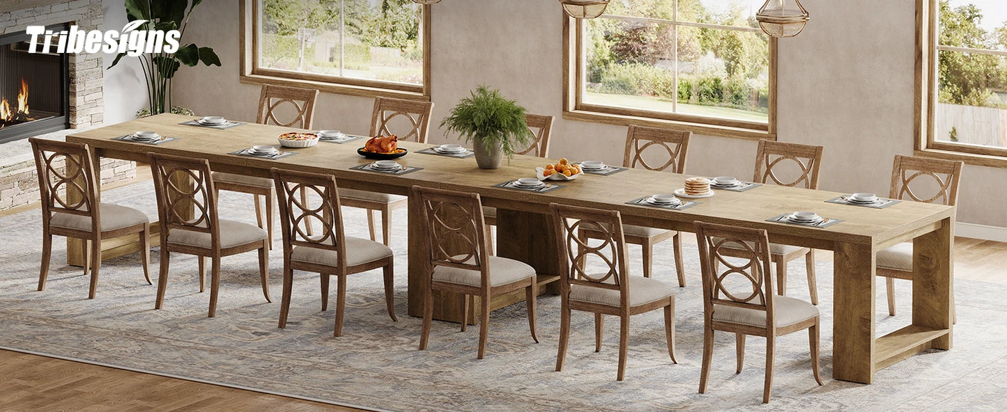 Tribesigns 86.61-Inch Dining Table for 6-8 People, Modern Long Kitchen Table,Pedestal Base, indoor