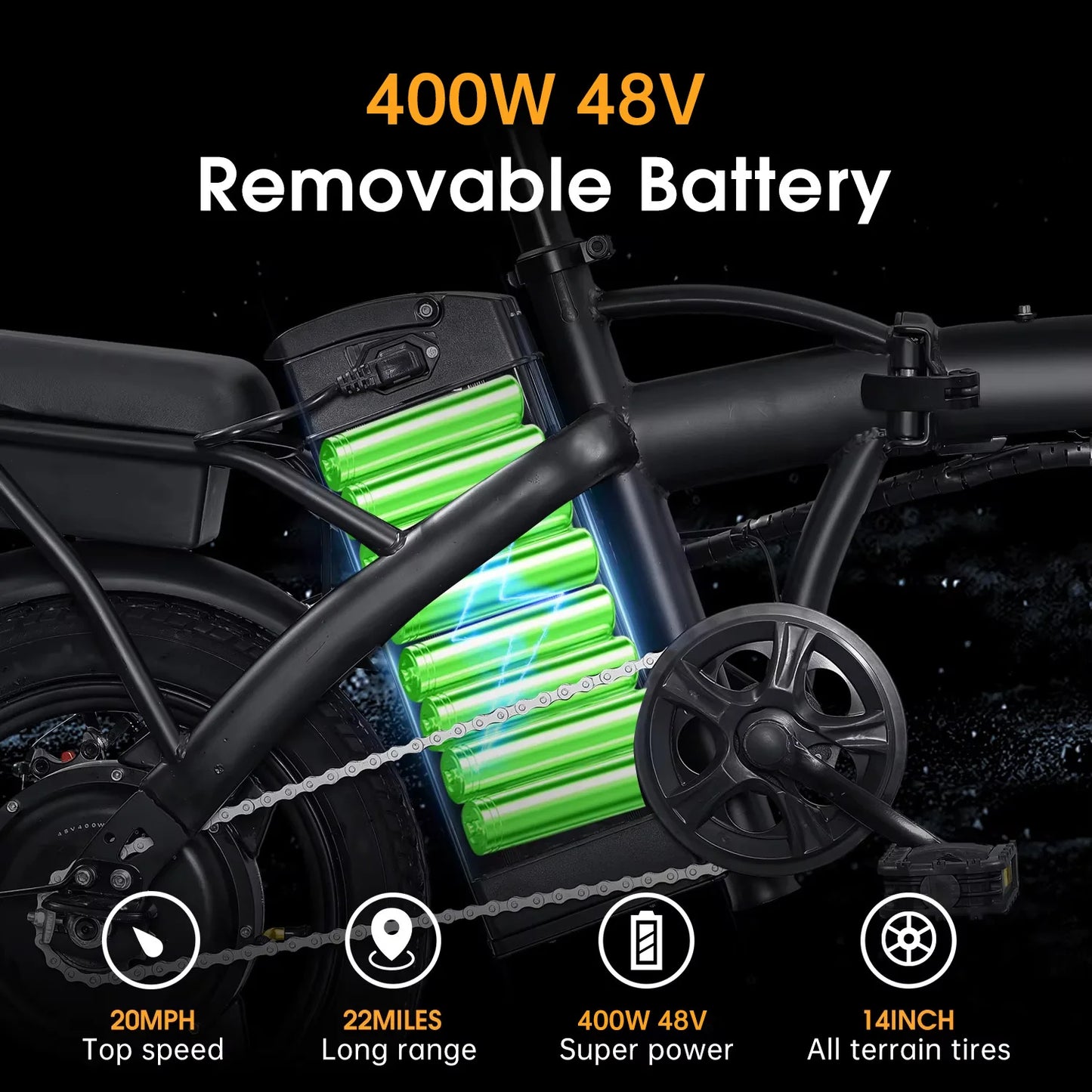 48V400W 10.4AH Foldable Electric Bike Child Dirt Bike E Bike Long Range With Basket Road Bikes
