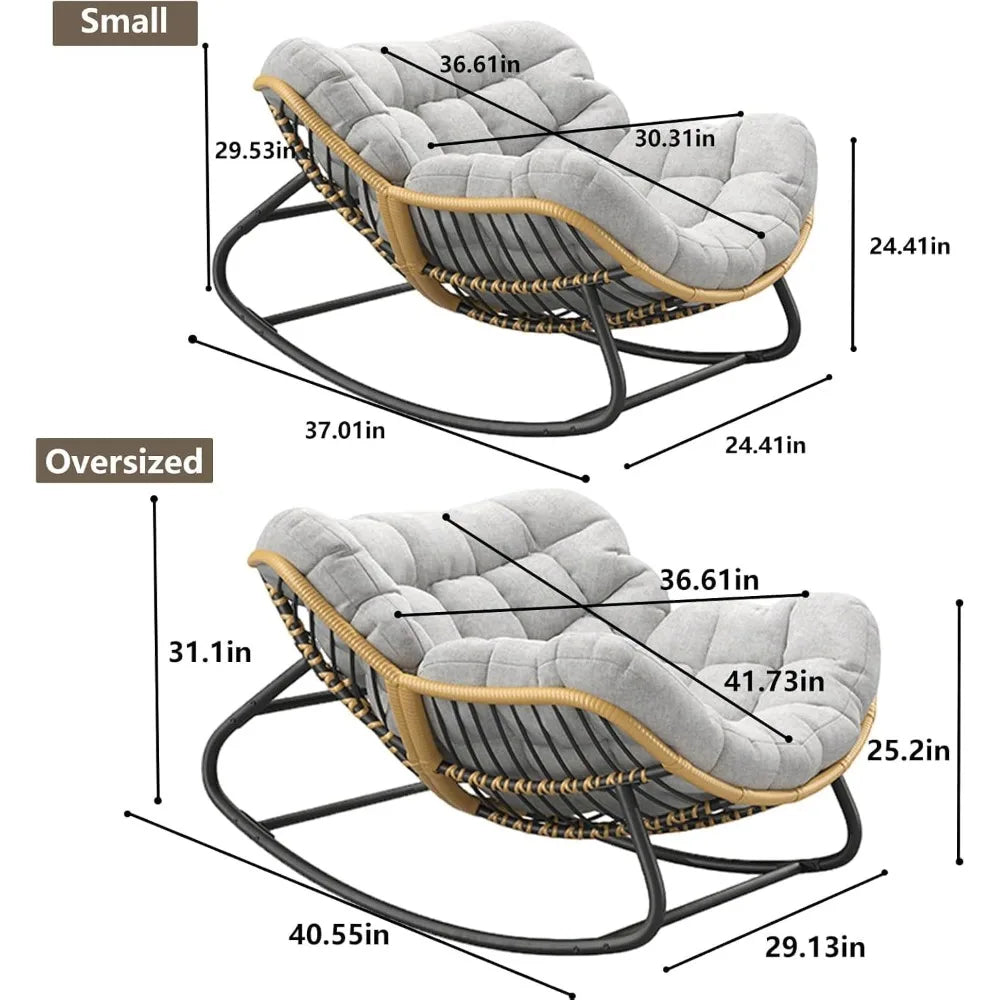 Egg Rocking Chair, Rattan Wicker Lounge Chair,Indoor/Outdoor Use in Bedroom/Living Room/Garden