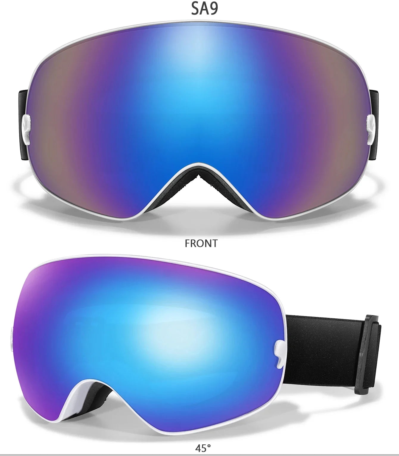 Winter Outdoor SKI Goggles Men/Women Teen, Free Optical Frame/Bag, UV400 Anti-Fog Snowboard Eyewear