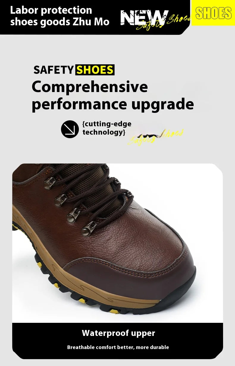 Waterproof Leather Indestructible Men Work Safety Boots Outdoor Anti-smash Anti-puncture Male