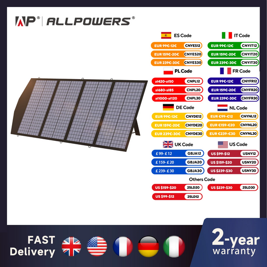 ALLPOWERS Portable 18V Foldable Solar Panel Kit with Solar Output Waterproof IP66 Charger RV, Laptop