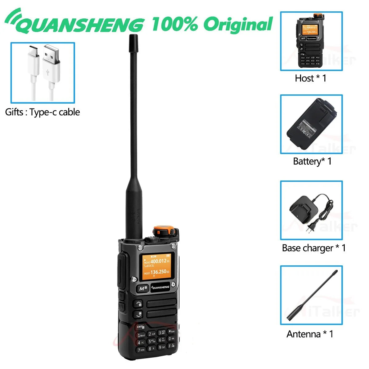 UV-K6 Walkie UVK58 Air Band Radio TyepC Charge UHF VHF DTMF Scrambler NOAA Wireless Frequency 2 Way