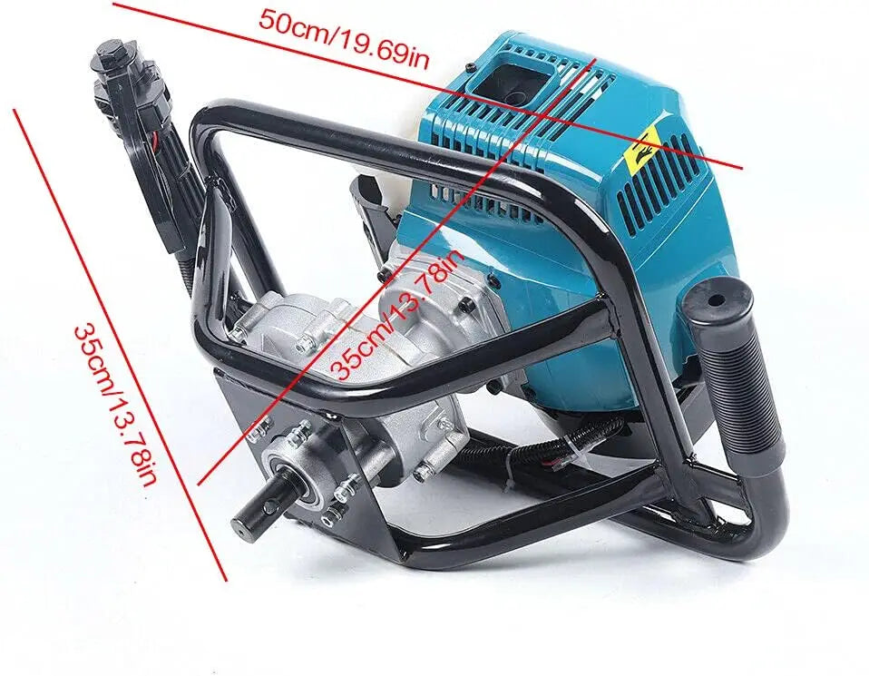 52CC Post Hole Digger 2-Stroke 2.3HP 1.7KW Gas  Hole Digger,Earth Auger, 2 Drill Bits (4" & 8")