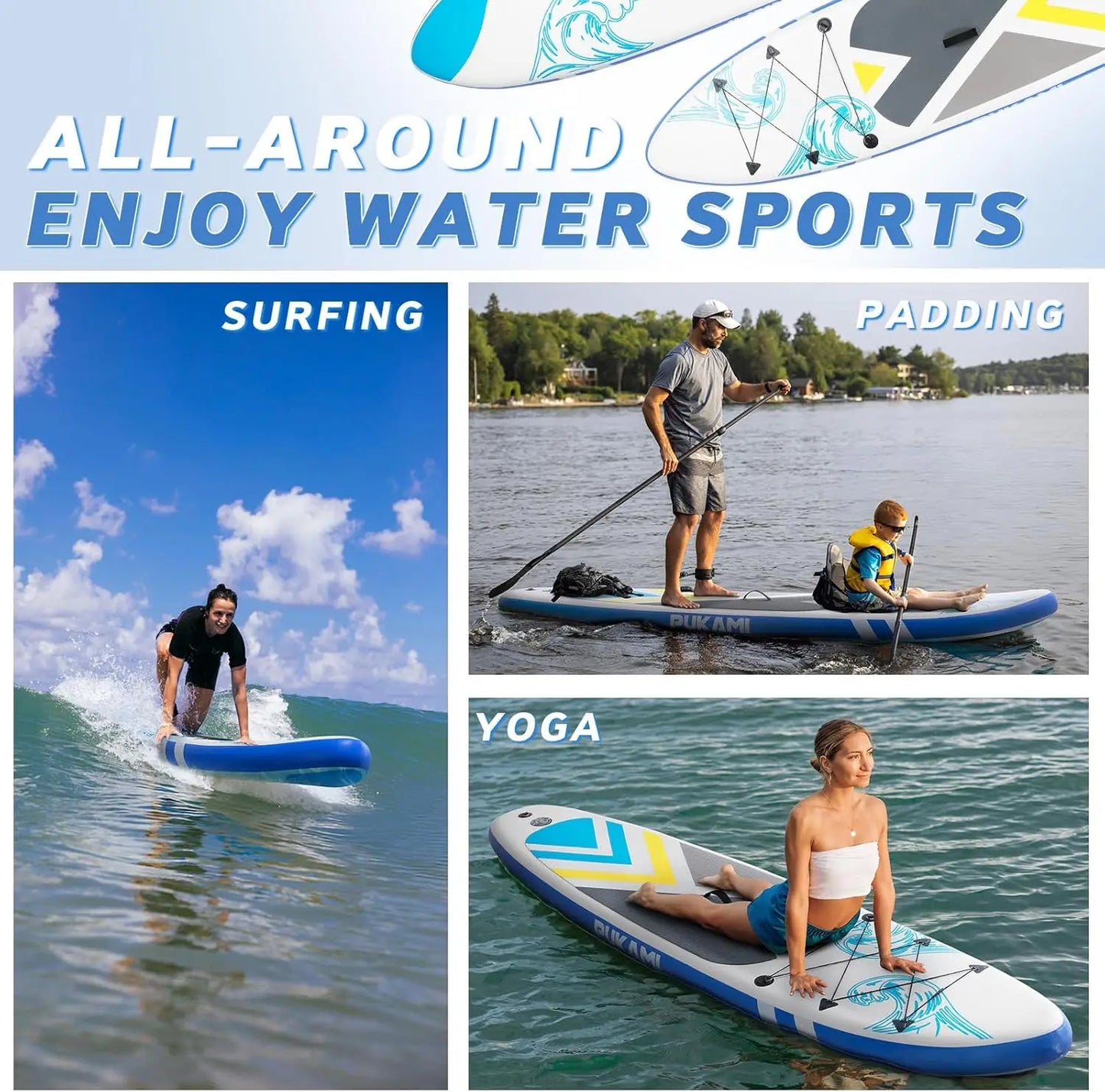 Inflatable Stand Up-Paddle Board,Adults,10.6'   Premium SUP Accessories & Carry Bag,Paddle,Pump