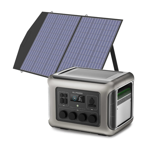R2500 Solar Generator 2500W (4000W Peak), 2016Wh LiFePO4 Portable Power Solarpanel 4 AC Outlets