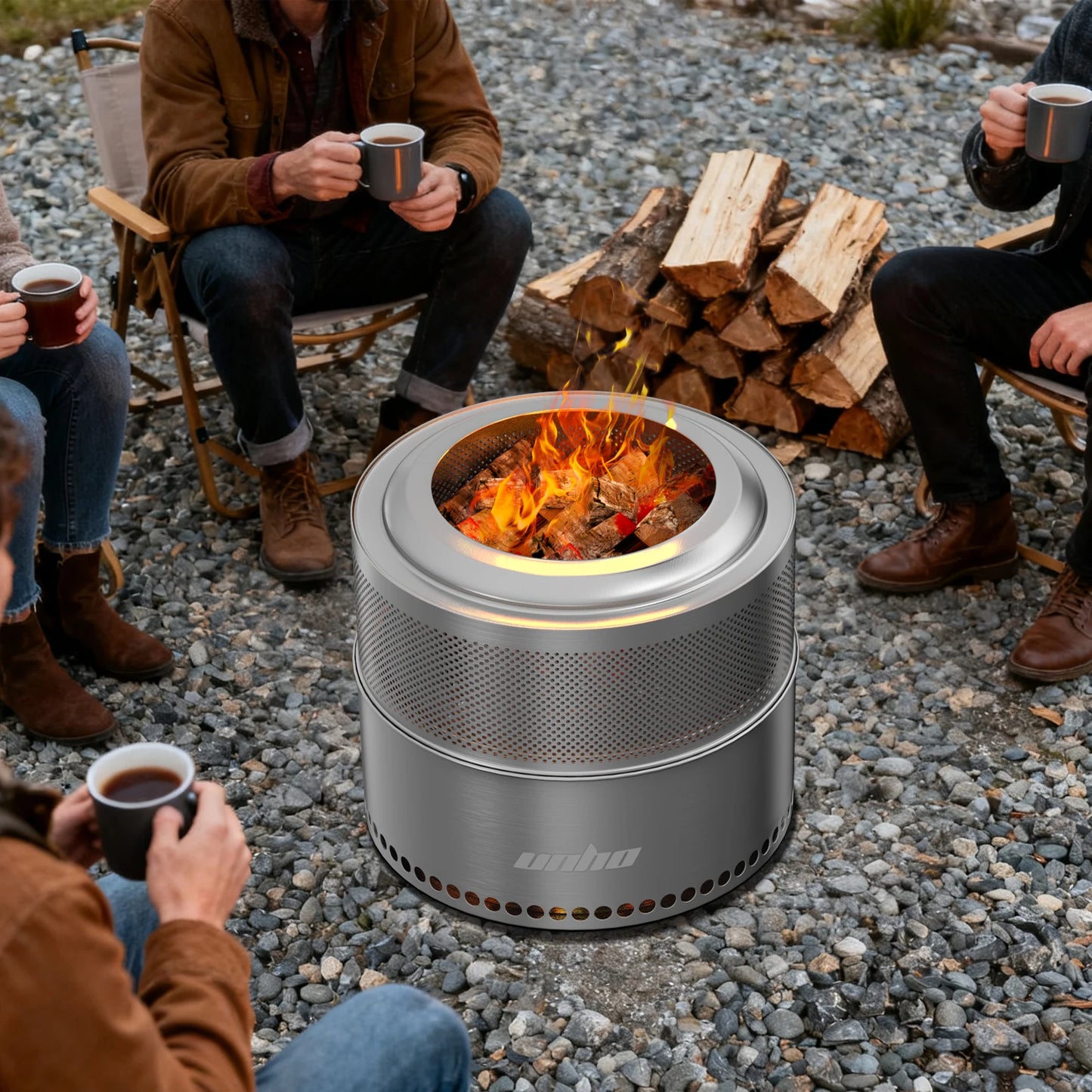 Wood Burning Firepit,Large Stainless Steel Smokeless,Carry Bag,Outdoor Camping Firewood Burner Stove