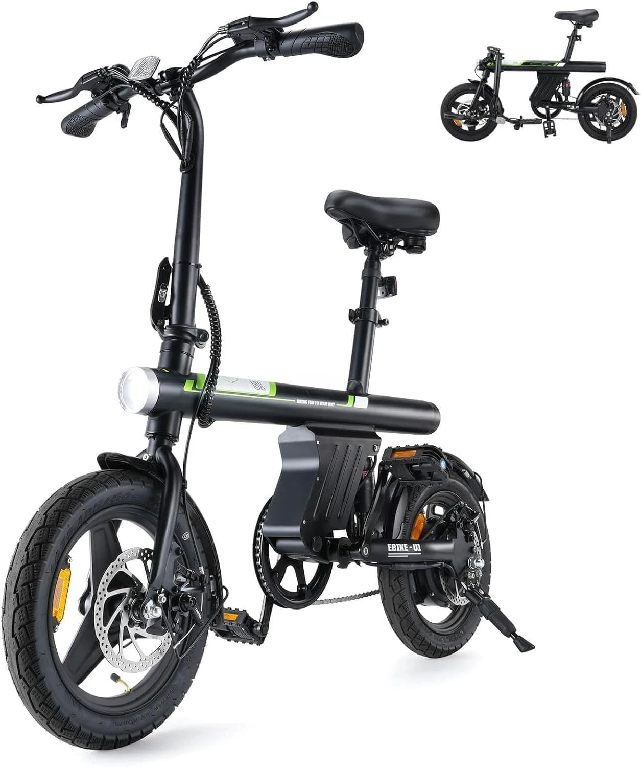 Electric Bike for Adult 500W Motor, 20 mph Folding Ebike, 14"/16"/20" with Smart Uphill