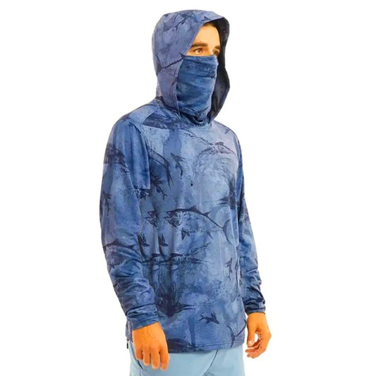 Fishing Hoodie Shirt Sailing Breathable Mask Neck Men Sun Protection Hunting Jersey Fish Gear