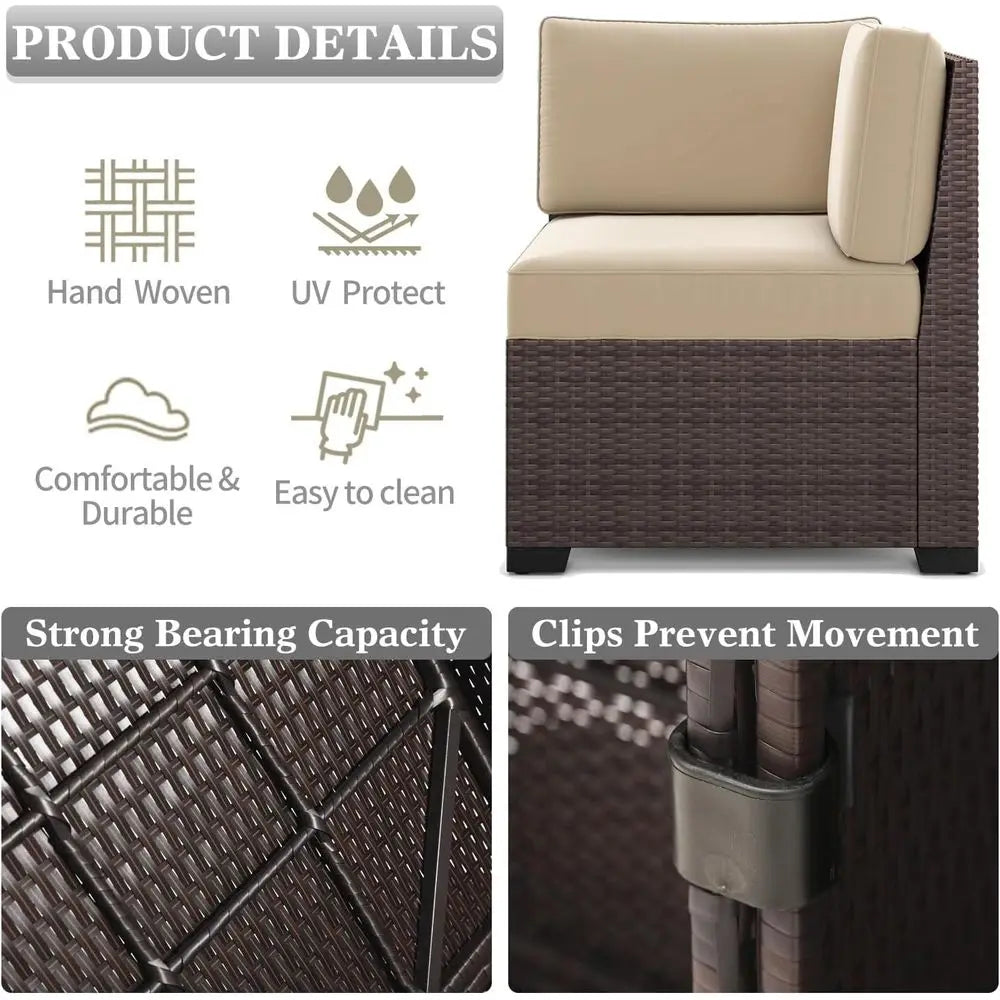 7-Piece Outdoor Patio Furniture Set, Fire Pit, Rattan Wicker Sofa Sectional, and Coffee Table