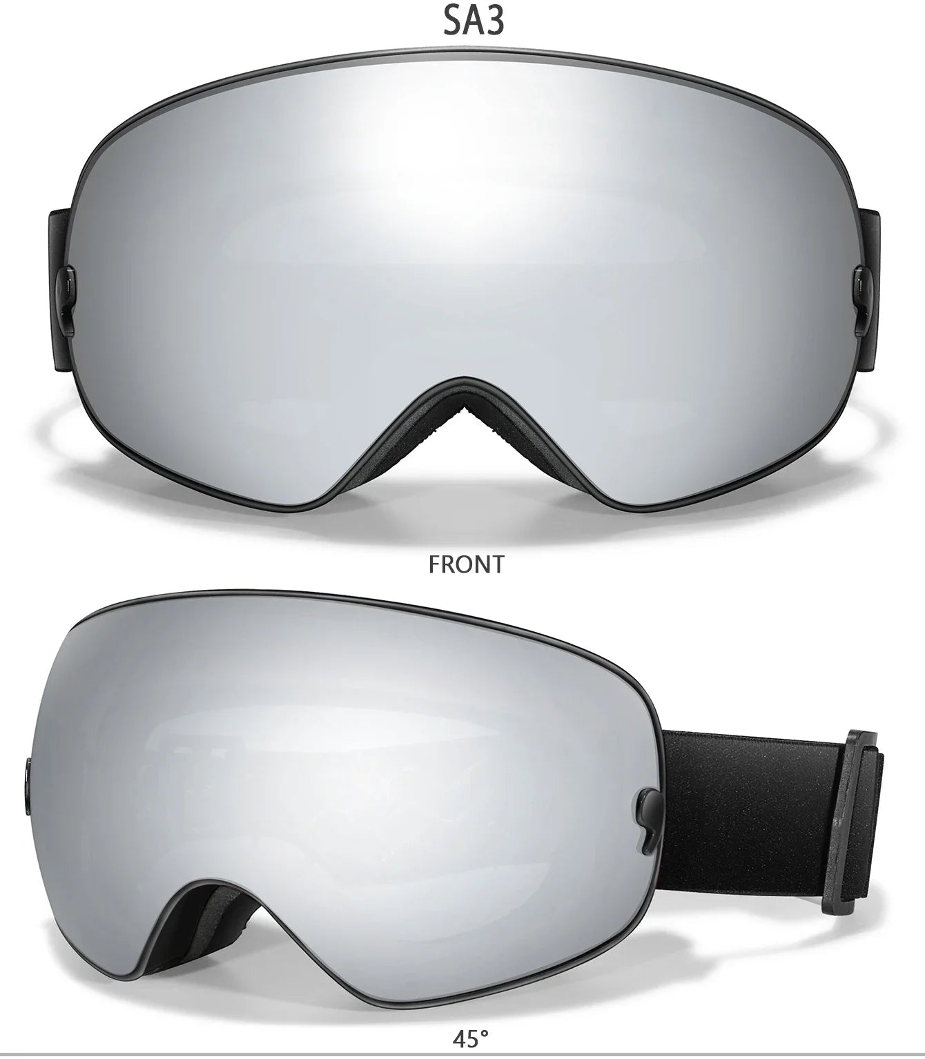 Winter Outdoor SKI Goggles Men/Women Teen, Free Optical Frame/Bag, UV400 Anti-Fog Snowboard Eyewear