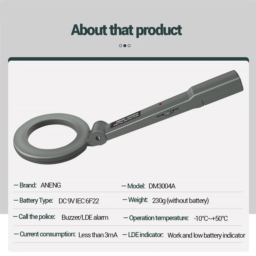 Metal Detect DM3004A Handheld Adjust Portable Tracker Pinpointer Alarm Sensitive Search Coil Metal