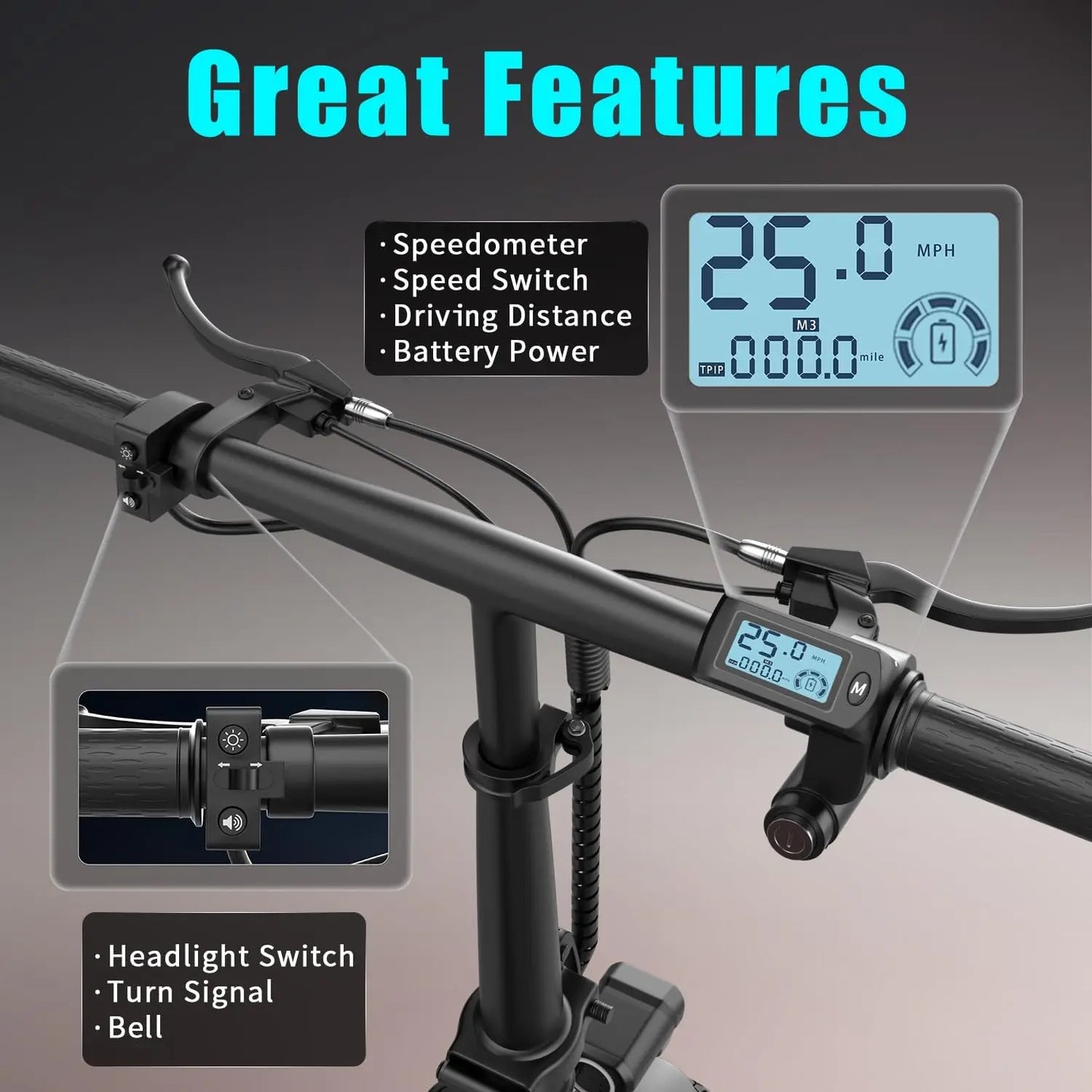 Folding electric scooter with trunk, 500W motor (peak 650W), 48V15AH, 20MPH, 30 mile long range