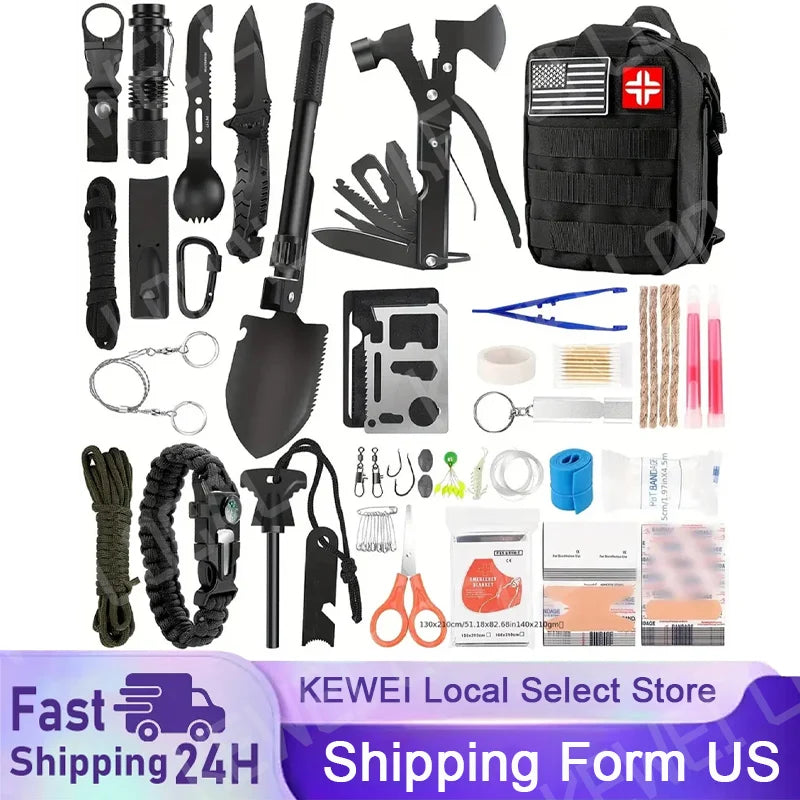 Camping Emergency Equipment , Tool Set Multifunctional SelfDefense Supplies First Aid Kits