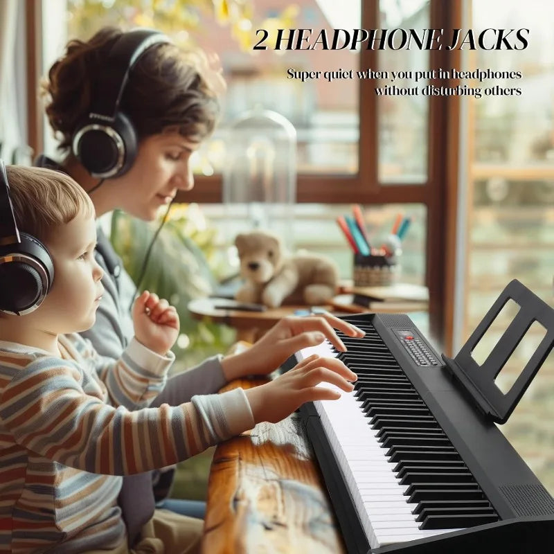 88 Key Foldable Electronic Piano, Semi-Weighted Digital Piano with Dual Bluetooth Mode (Black)