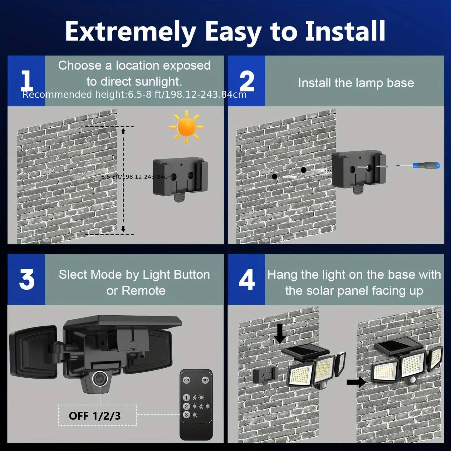 3Pack Outdoor Solar Lights, 210LED 2500LM Motion Sensor Security Lights, IP65 Waterproof