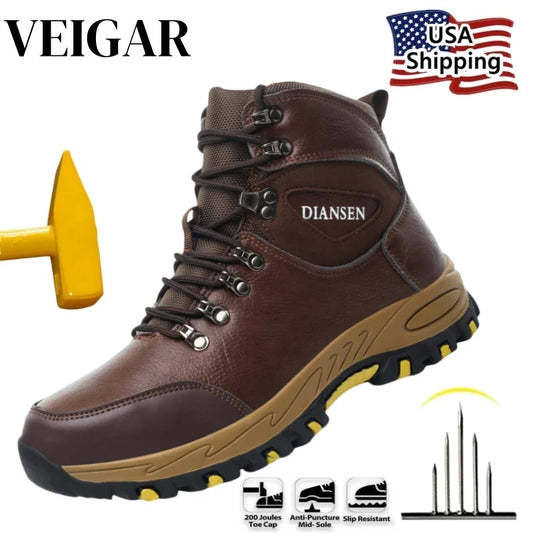 Waterproof Leather Indestructible Men Work Safety Boots Outdoor Anti-smash Anti-puncture Male