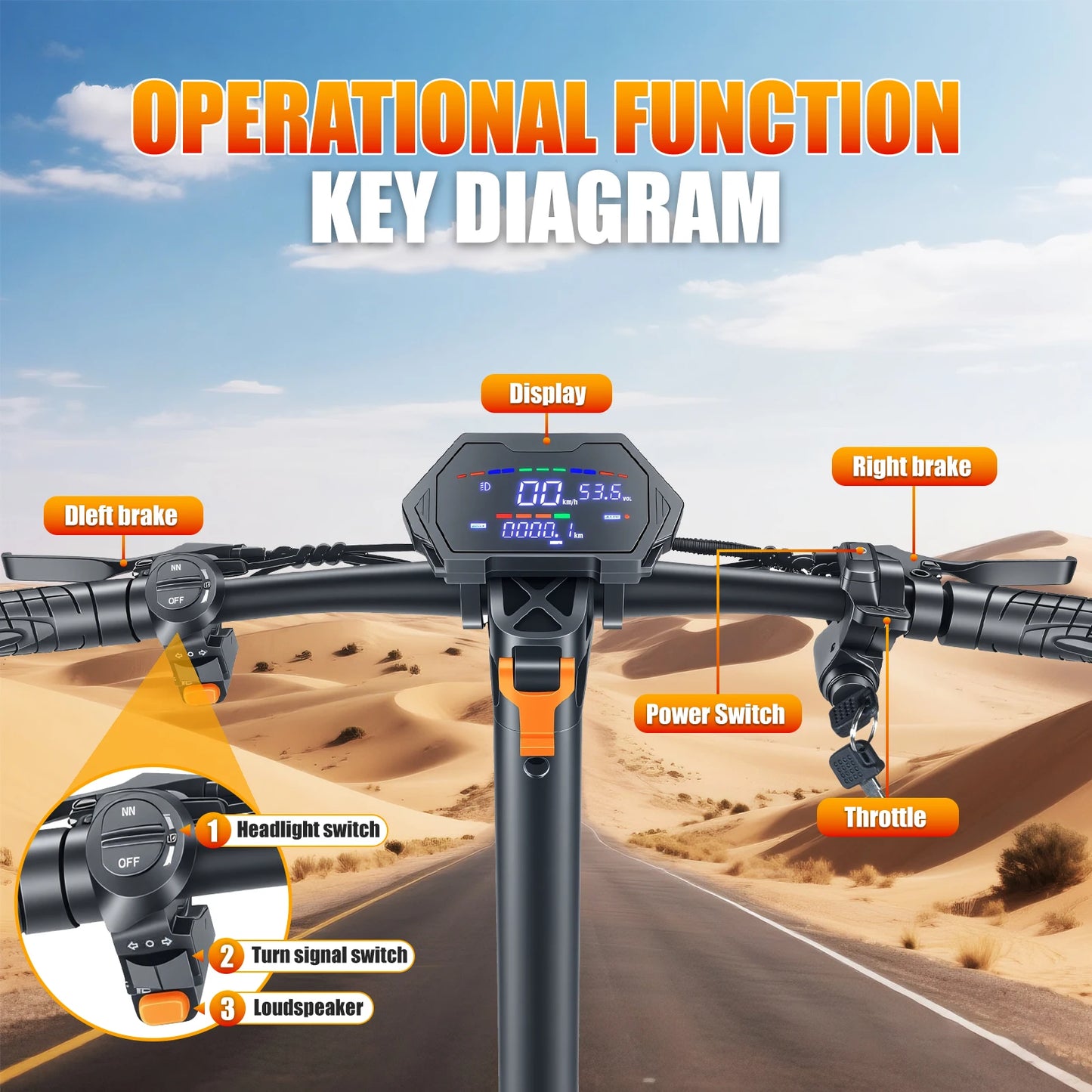 E-Scooter, Adult, 1200W Motor, Folding ,Up to 40Mph & 30 Mile range, 11" Off Road Tire Dual Suspense