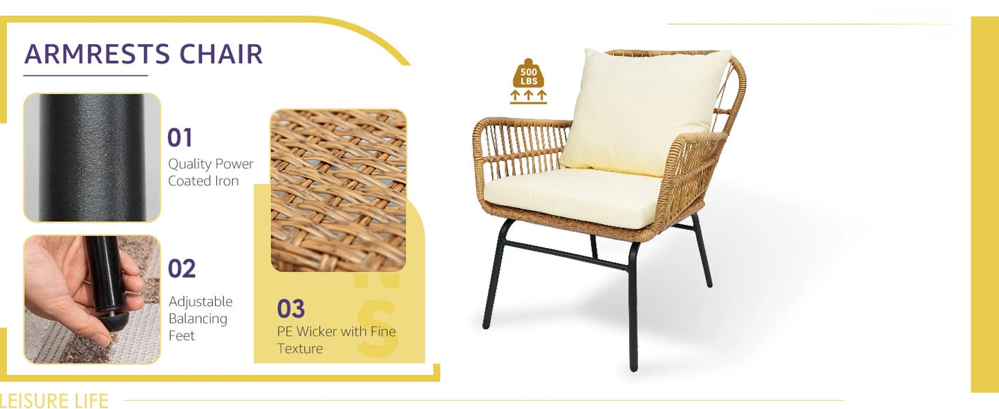 7-piece Bohemian Courtyard Furniture Sofa ,Including Egg Chairs, L-shaped Leisure Chairs, Cushions