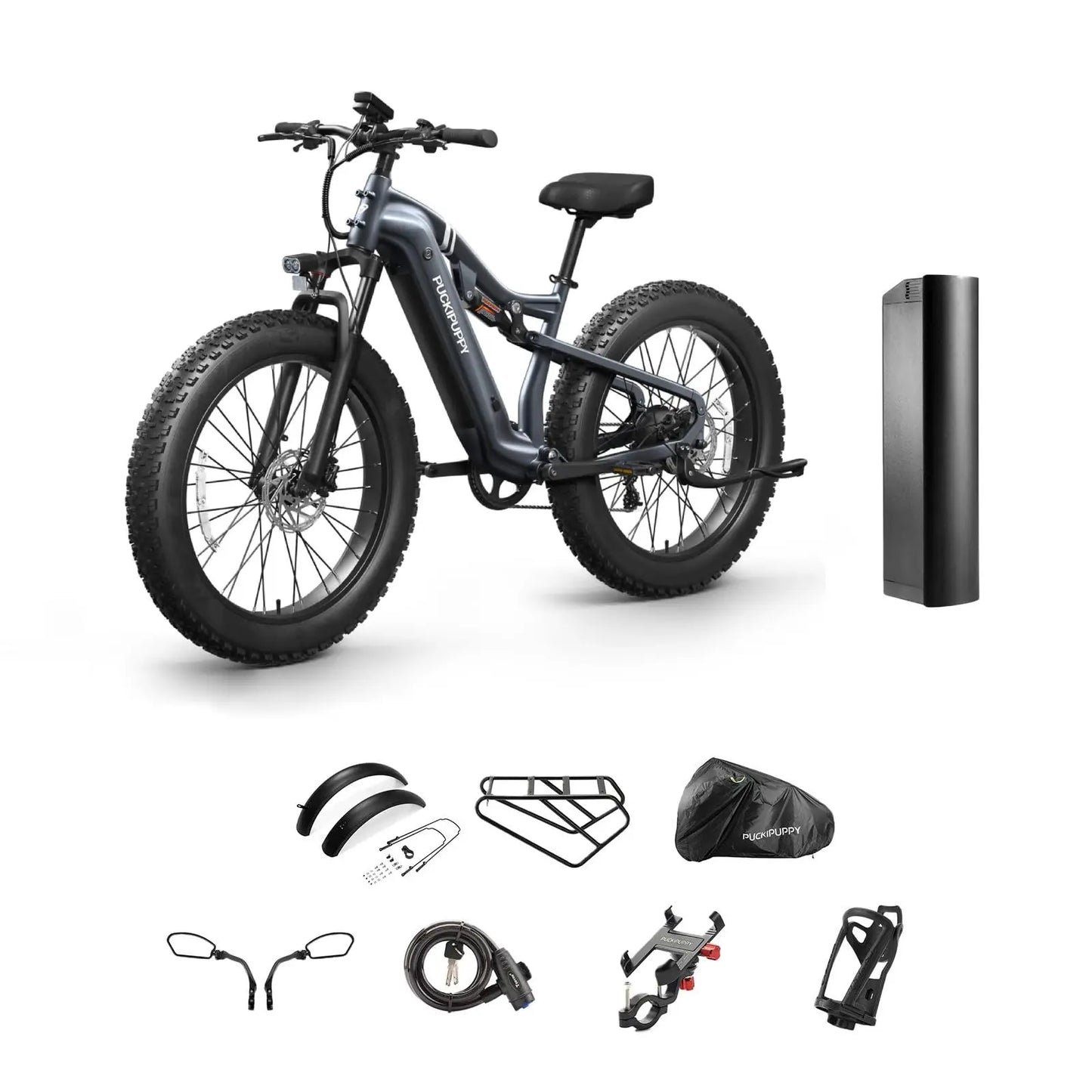 PUCKIPUPPY Lab-pro E-Bike 26" Fat Tire Full Suspension Mountain1350W 48V 20AH Ebike 2-Yr Warranty