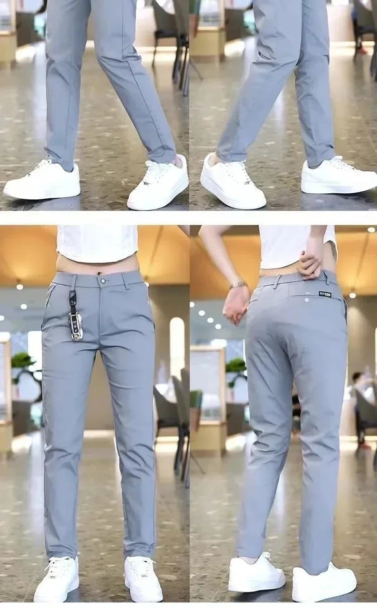 Ice Silk Men's Golf Men's Midweight Casual Pants Khaki Black Slim Straight Leg Stretch Casual