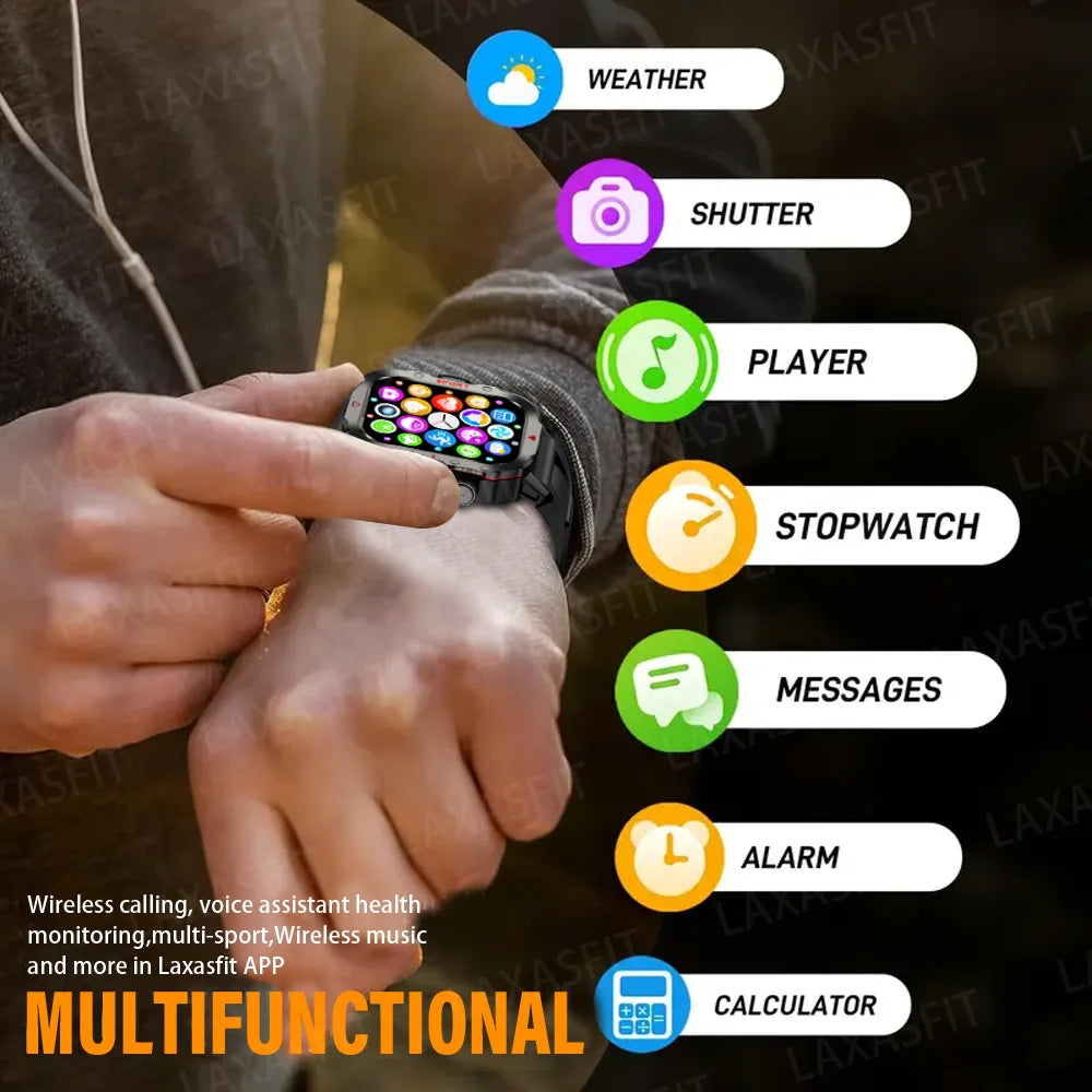Smart Watch Bluetooth Voice Call LED Flashlight Health Monitor Outdoor Sports Smart