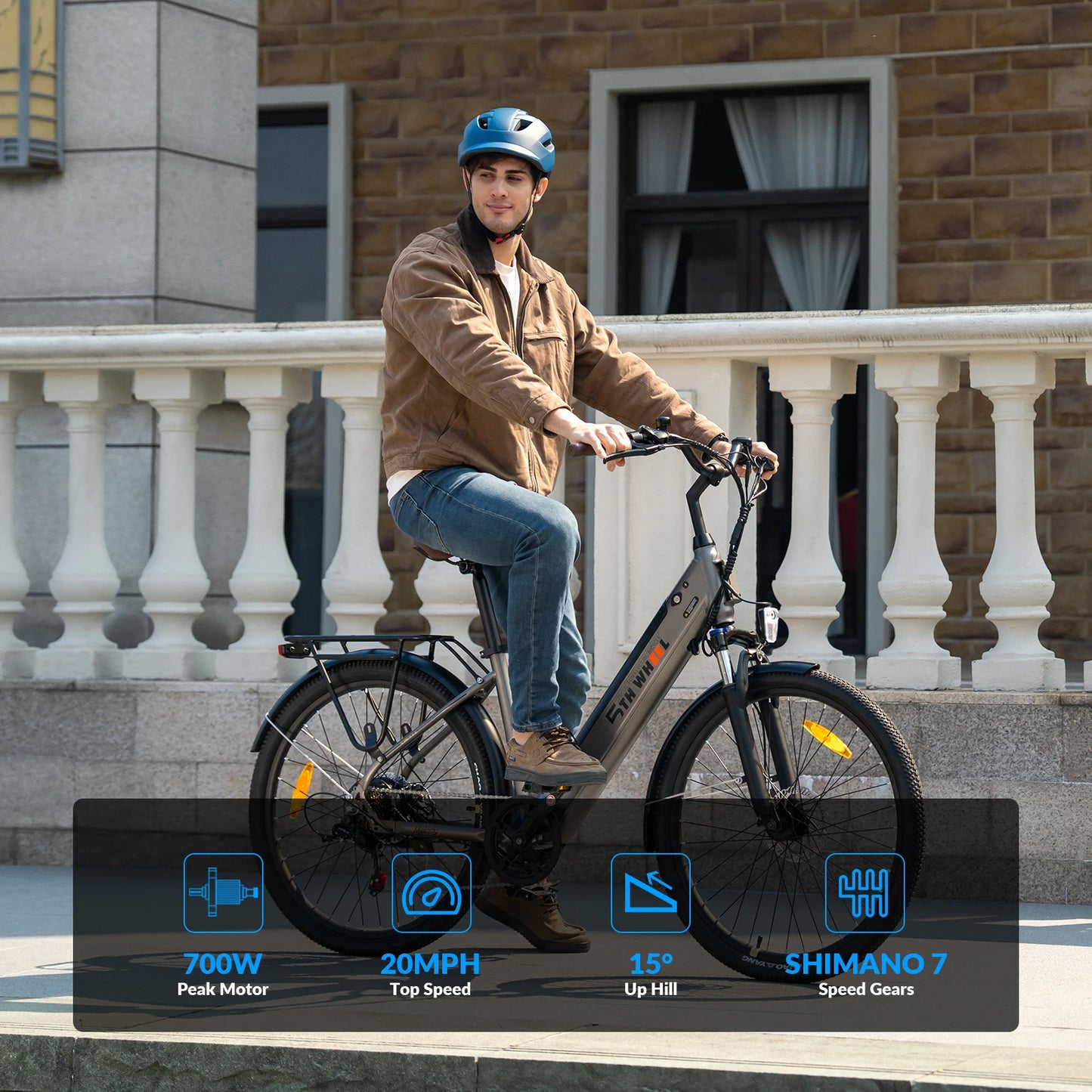 5TH WHEEL E-Bike for Adults, 26-Inch E-Bike with 700W Peak Motor, 31-40 Miles Range, 36V 10.4AH