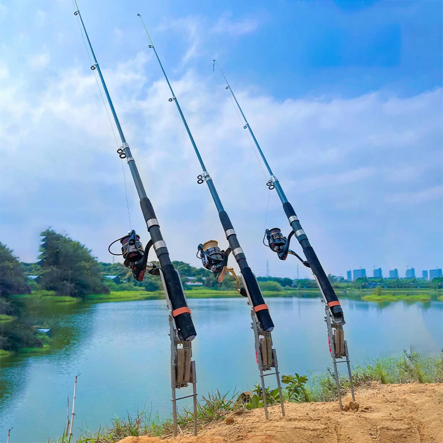 1-5pcs Automatic Fishing Rod bracket holders Stainless Steel double spring rest Brackets Fishing