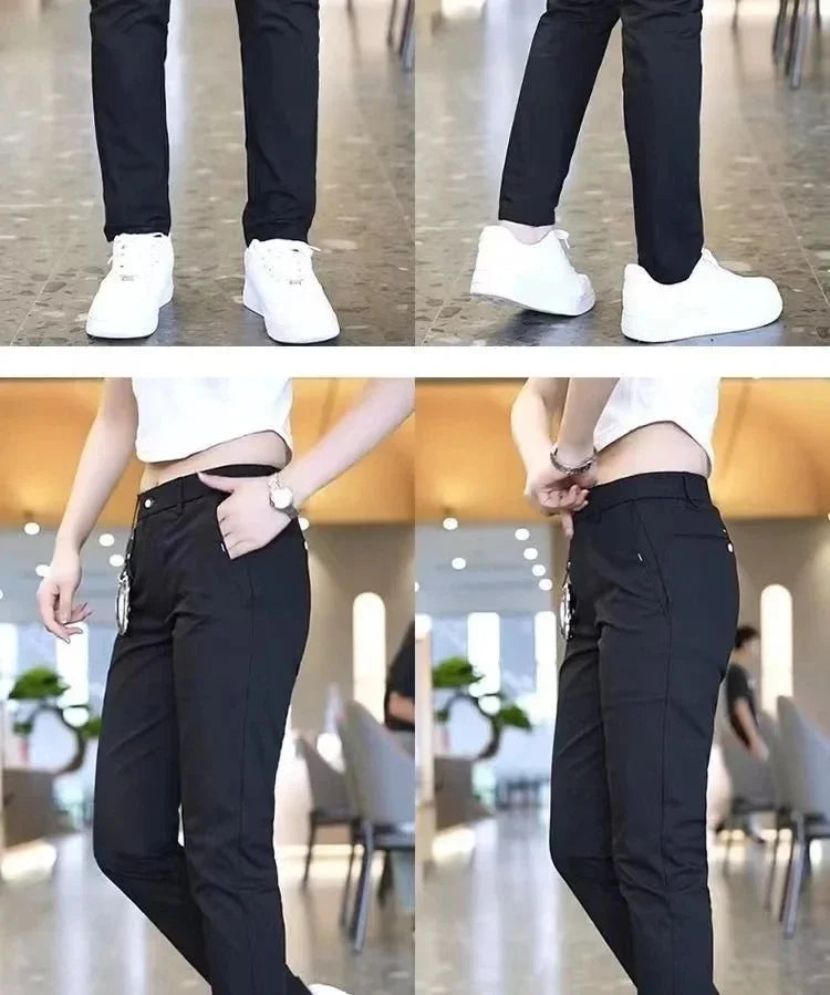 Ice Silk Men's Golf Men's Midweight Casual Pants Khaki Black Slim Straight Leg Stretch Casual