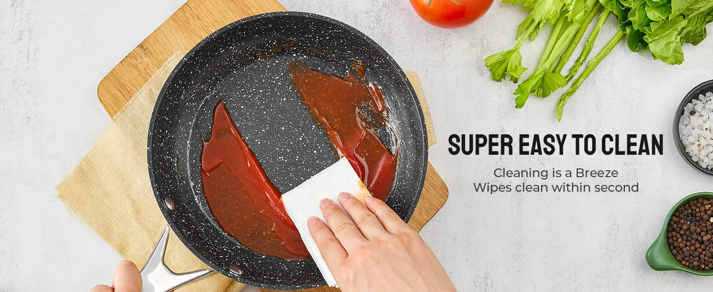 Induction Cookware Nonstick, 10-Piece, BEZIA Pots, Pans Set, Induction Cooktop, CompatibleAll Stoves