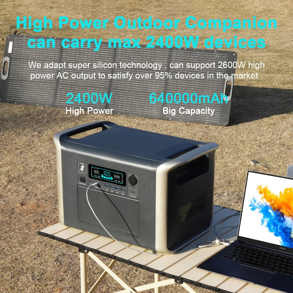 Camping Portable Power Station Solar Generator 1000W 2000W Lifepo4 Battery 220V AC Outlets Power
