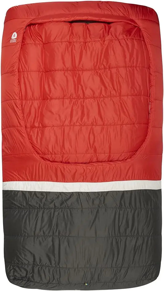 Zip-less synthetic 20 degree sleeping bag, car camping, festivals, etc. Double sleeping bag