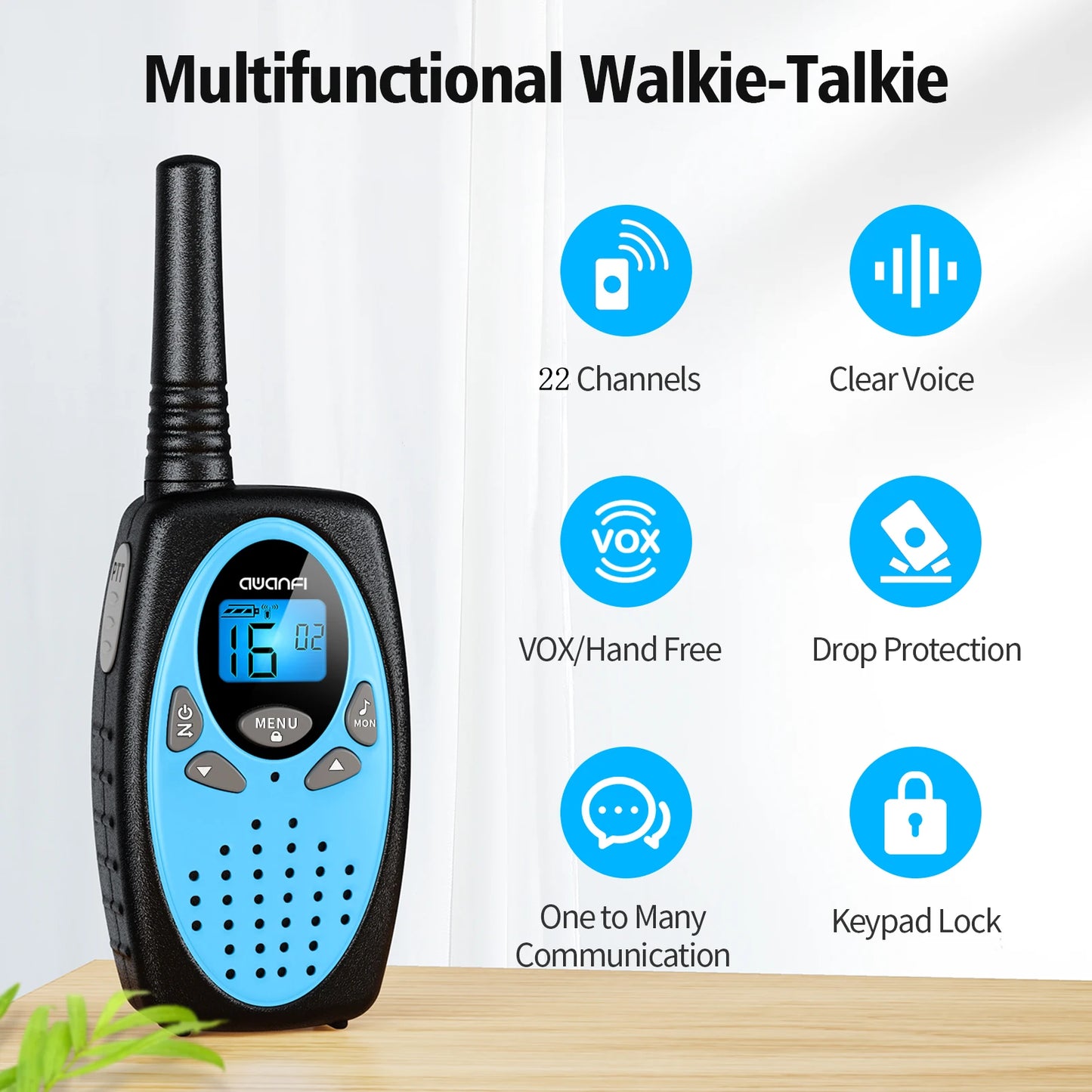 Walkie Talkies chargeable 3 Pack for Kids Adults, 2 Way Radios,1200 mAh Li-ion Battery 22 Channels
