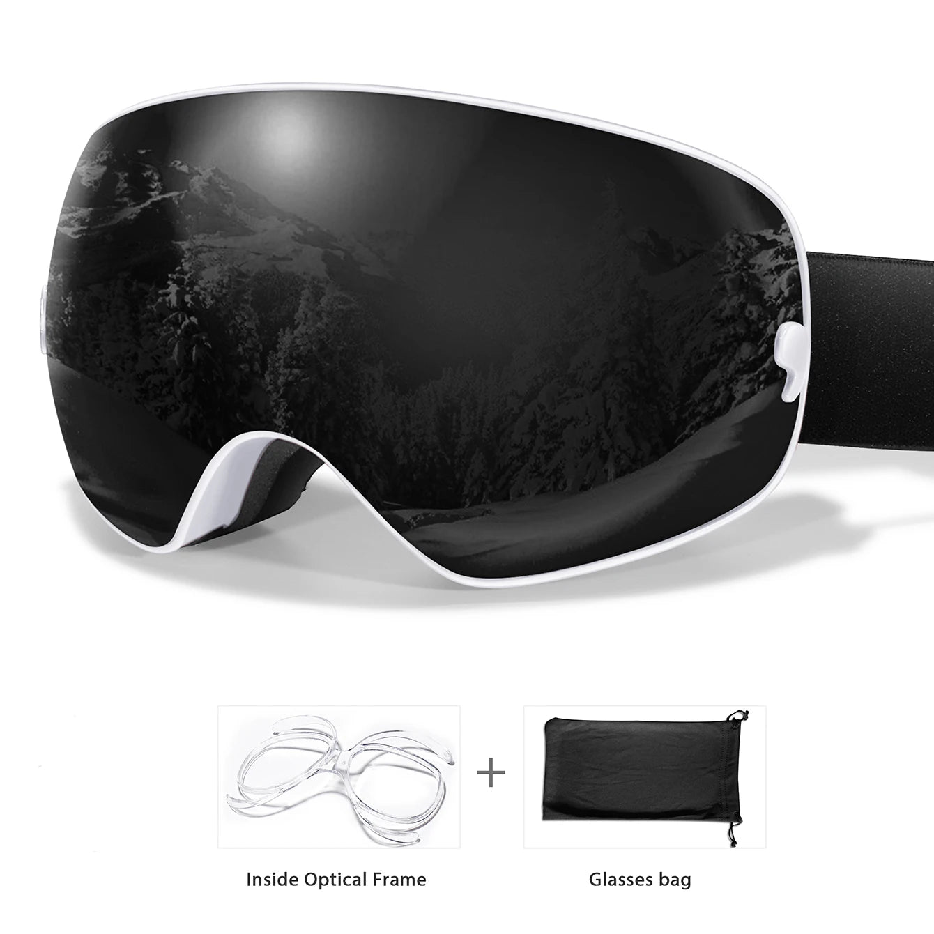 Winter Outdoor SKI Goggles Men/Women Teen, Free Optical Frame/Bag, UV400 Anti-Fog Snowboard Eyewear