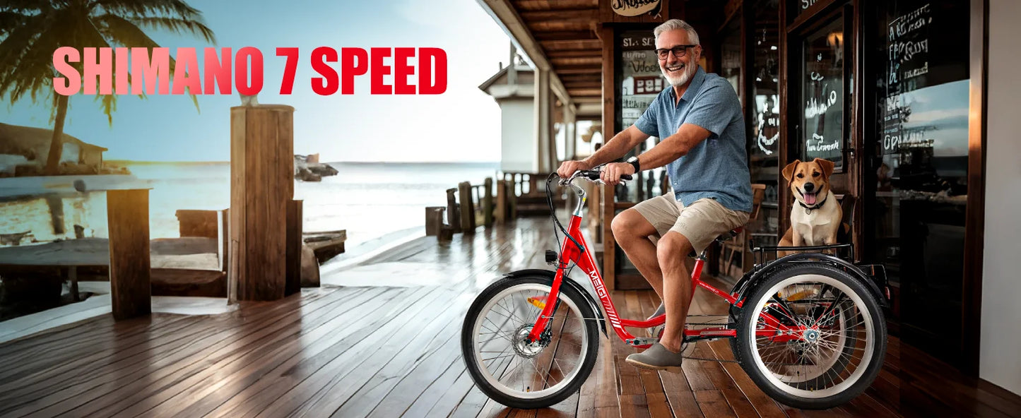 3 Wheel Electric Cargo Tricycle, Powerful Strong 750W Peak Motor 36V 24 Inch Tire Men or Women