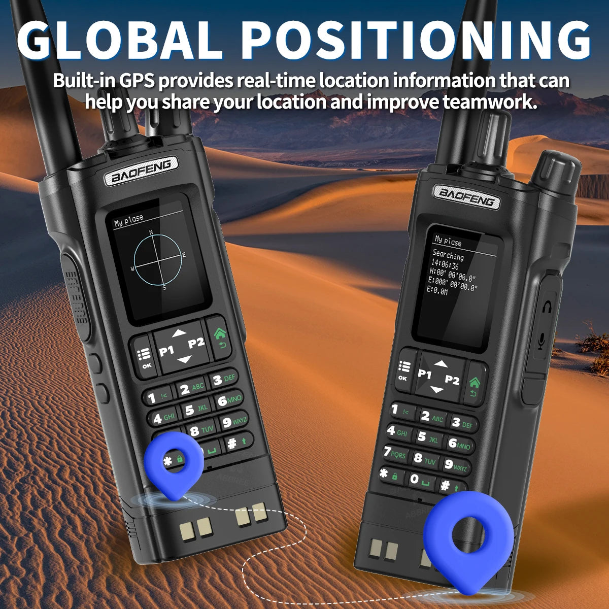 GPS Walkie Talkie 10W Long Range Multi Band Bluetooth APP Programming Wireless Copy Frequency Type-C