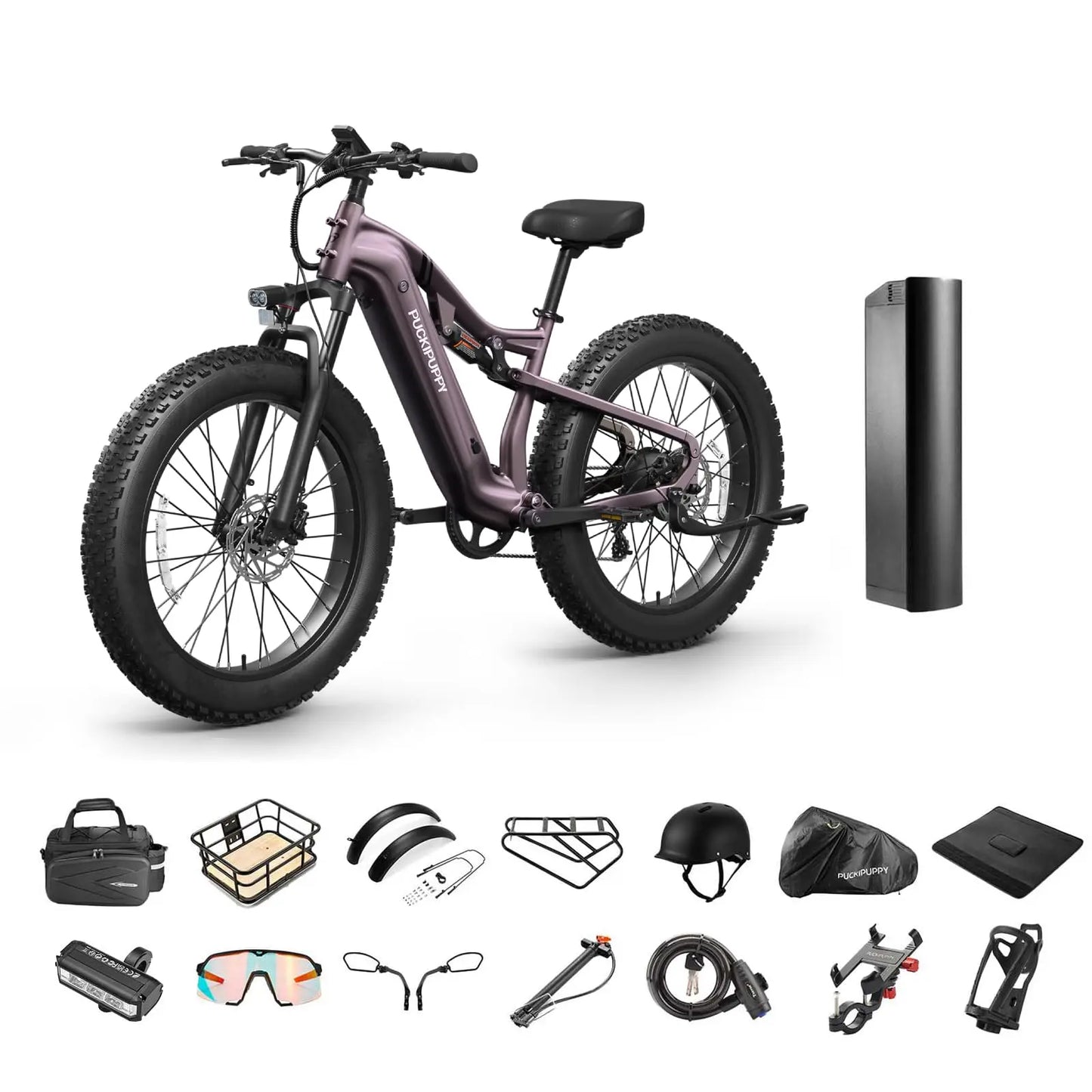 PUCKIPUPPY Lab-pro E-Bike 26" Fat Tire Full Suspension Mountain1350W 48V 20AH Ebike 2-Yr Warranty