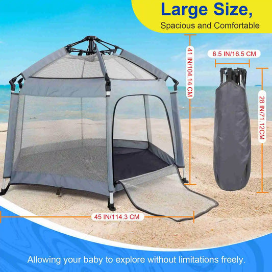 Baby Beach Tent Baby  Play Tent Sun Protective Oxford Cloth Outdoor Indoor Play Tent Gray