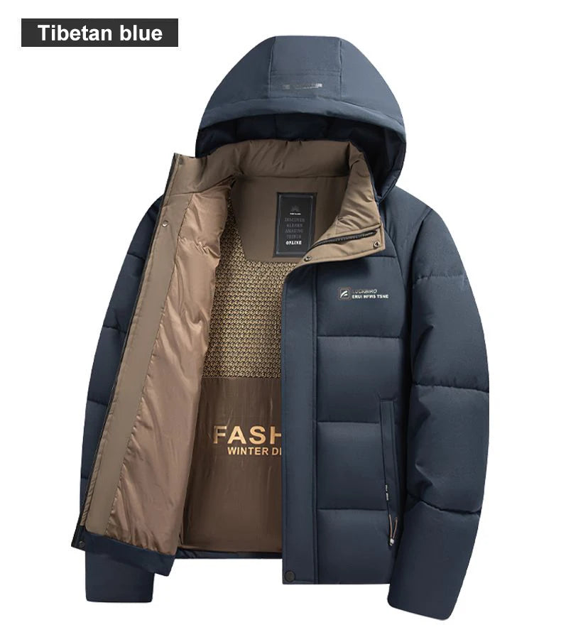 Graphene Warm Windproof Jacket Men Comfortable Thickened Outdoor Hooded Overcoat Male Casual