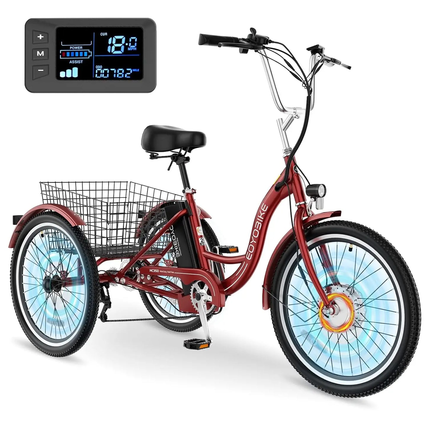 E-Tricycle, Adults, 350W 36V,Motorized Three Wheel , 7 Speeds 3 Wheels, Customized