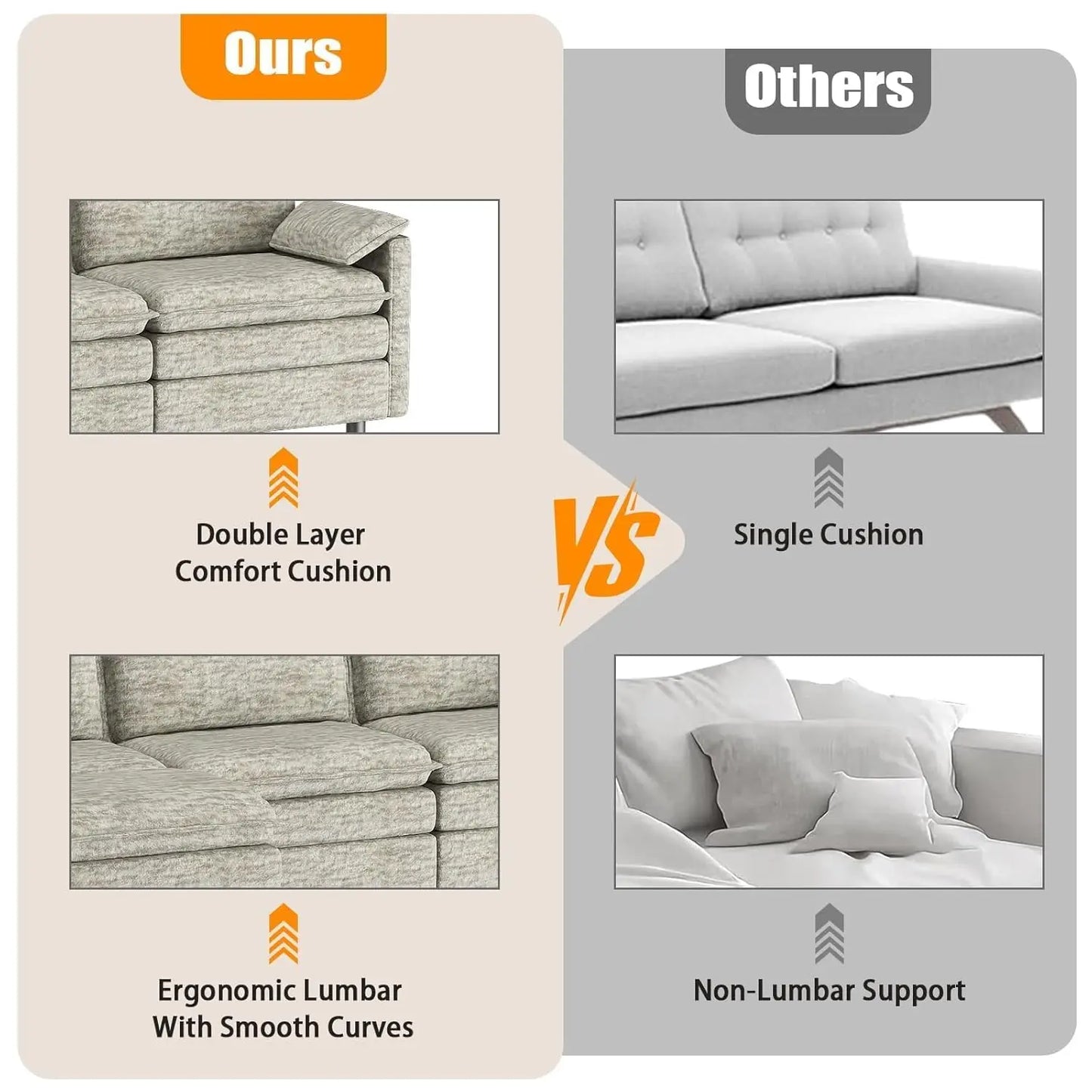INDOOR 108" Modular Couch,Ottoman, Modern Comfy,Chenille L Shaped Sofa Deep Seat,, Customized