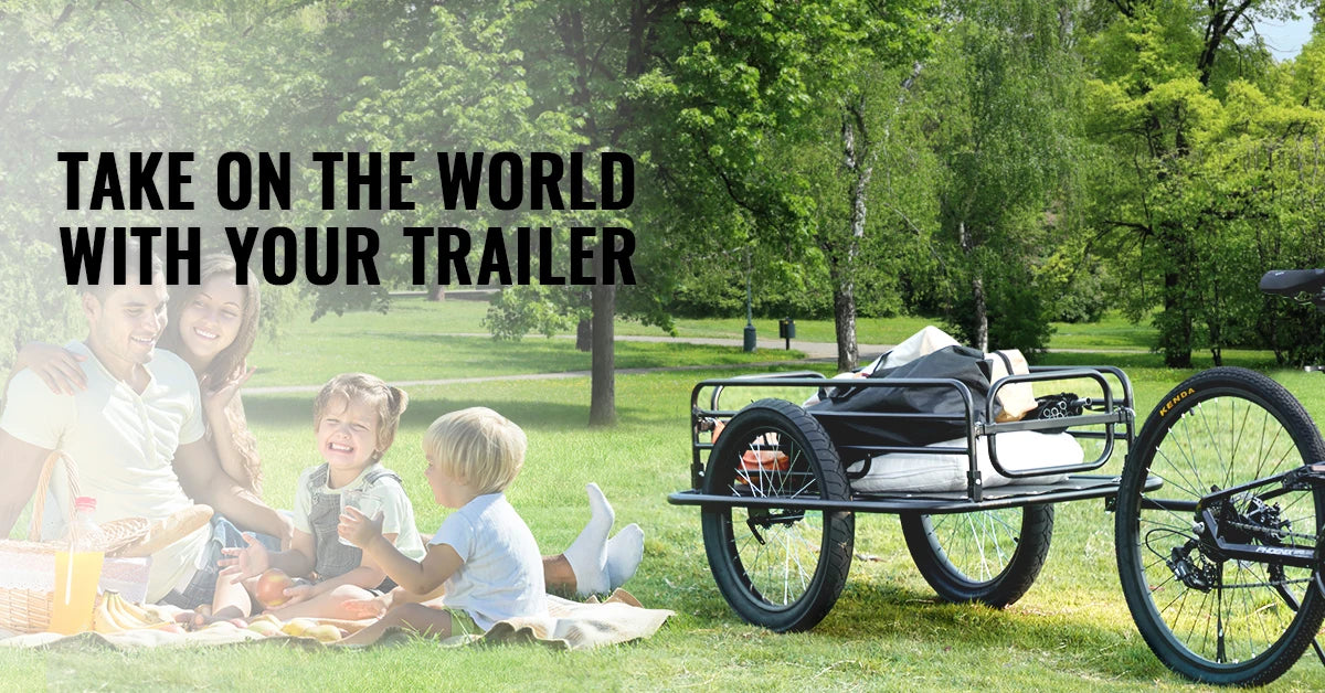 275 lbs Bike Cargo Trailer, Foldable Compact, Universal Hitch 20" Wheels fits Most Bikes