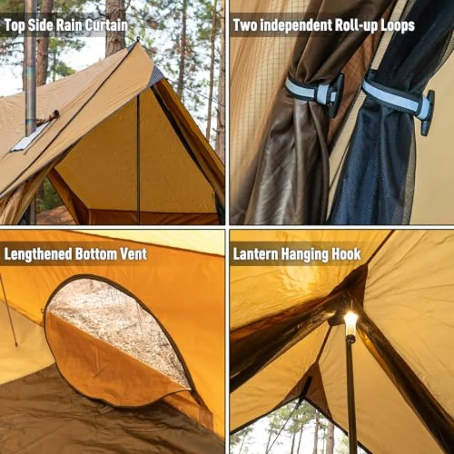 Camping Hot Tent Cabin Tent Chalet 70 Pro Portable, Stove Jack and Two Poles for 2-3 Person Hiking