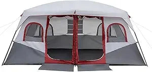 8/10 Person Camping Tent, Large 2 Room, Weatherproof Instant Cabin, Rainfly & Carry Bag for Backpack