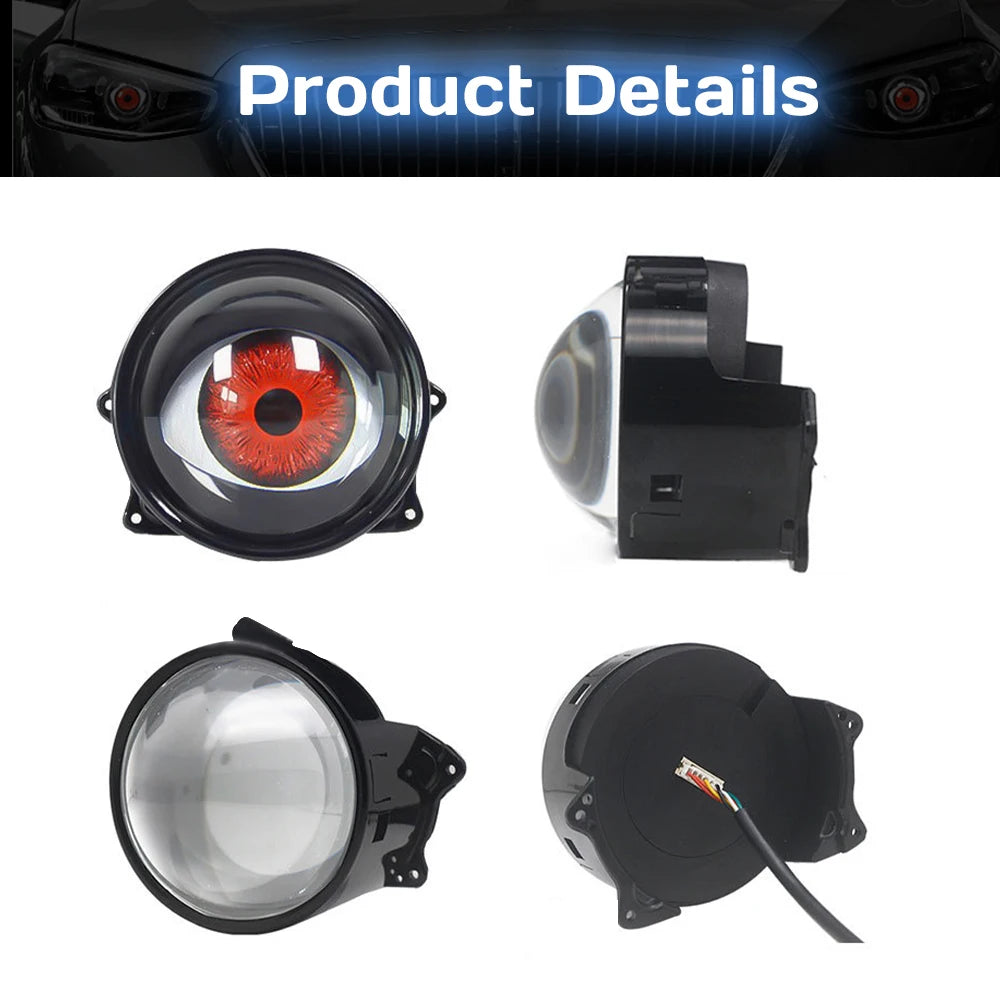 LED Dynamic Devil Eyes Lights 6modes 12V Remote Control Atmosphere Lamp Motorcycle Lens Headlight