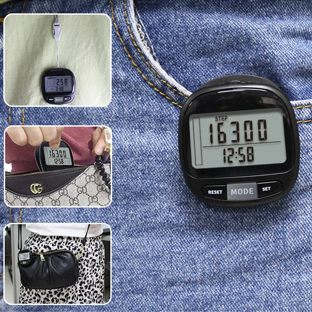 3D Pedometer Walking Step Counter Large LCD Display Accurate Steps Tracker Battery Op.Adults Seniors